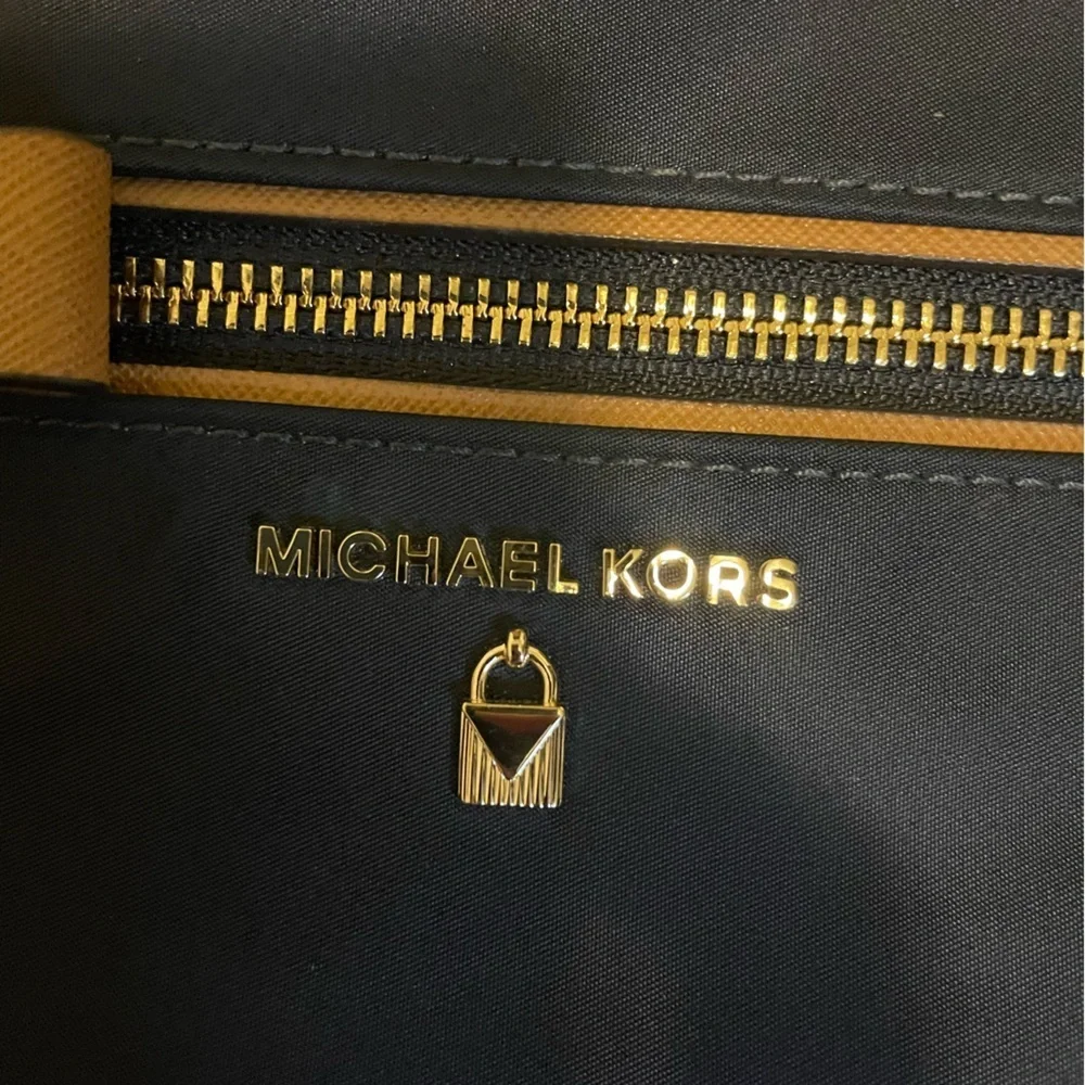 Michael Kors Dark Blue and Tan Messenger Bag